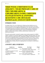 NR602 WEEK 4 MIDTERM EXAM &NewLine;&lpar;2026&sol;2027&rpar; &sol; NR 602 PRIMARY CARE OF &NewLine;THE CHILDBEARING & &NewLine;CHILDREARING FAMILY MIDTERM &NewLine;EXAM QUESTIONS & ANSWERS &vert; &NewLine;QUESTIONS 1-100 &vert; DETAILED &NewLine;RATIONALES &vert; INSTANT DOWNLOAD &NewLine;