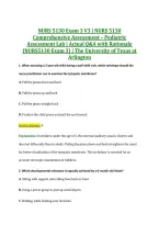 NURS 5130 Exam 3 V3 &vert; NURS 5130 &NewLine;Comprehensive Assessment &ndash; Pediatric &NewLine;Assessment Lab &vert; Actual Q&A with Rationale &NewLine;&lpar;NURS5130 Exam 3&rpar; &vert; The University of Texas at &NewLine;Arlington 