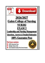 2026&sol;2027 Galen College of Nursing NUR282 Leadership and Nursing Management Exam 2 &vert; Questions&comma; Answers & Detailed Rationales&period;