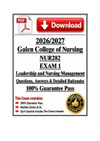 2026&sol;2027 Galen College of Nursing NUR282 Leadership and Nursing Management Exam 1 &vert; Questions&comma; Answers & Detailed Rationales&period;