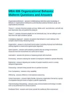 MBA 606 Organizational Behavior Midterm Questions and Answers
