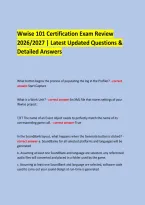  &NewLine;Wwise 101 Certification Exam Review &NewLine;2026&sol;2027 &vert; Latest Updated Questions & Detailed Answers &NewLine;