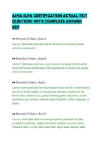 ASHA SLPA CERTIFICATION ACTUAL TEST&NewLine;QUESTIONS WITH COMPLETE ANSWER&NewLine;KEY