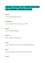 ASPHALT ACTUAL TEST PAPER QUESTIONS&NewLine;AND ANSWERS VERIFIED REVIEW