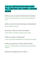 ASQ CQA CERTIFICATION EXAM SCRIPT&NewLine;FULL QUESTIONS AND CORRECT ANSWERS&NewLine;REVIEW