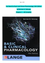 Test Bank for Basic and Clinical Pharmacology 14th Edition &NewLine;by Bertram G&period; Katzung  &NewLine;Chapters 1 - 66 Complete