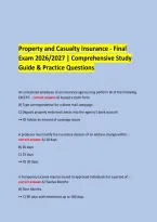 &NewLine; &NewLine;Property and Casualty Insurance - Final &NewLine;Exam 2026&sol;2027 &vert; Comprehensive Study Guide & Practice Questions &NewLine;
