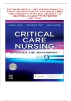 Test Bank for Critical Care Nursing&colon; Diagnosis and Management 9th Edition By Linda D&period; Urden&semi; Kathleen M&period; Stacy&semi; Mary E&period; Lough Chapter 1-41 Complete Guide A&plus;&NewLine;