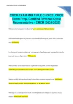 CRCR Exam Multiple Choice Questions & Answers 2024&sol;2025 &mdash; Certified Revenue Cycle Representative &lpar;CRCR&rpar; Exam Prep Study Guide