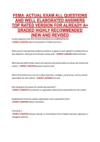 FEMA  ACTUAL EXAM ALL QUESTIONS &NewLine;AND WELL ELABORATED ANSWERS &NewLine;TOP RATED VERSION FOR ALREADY A&plus; &NewLine;GRADED HIGHLY RECOMMENDED &NewLine;&vert;NEW AND REVISED 