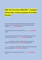  &NewLine;A&P 101 Final Exam 2026&sol;2027 &vert; Complete &NewLine;Study Guide&comma; Practice Questions & Verified Answers &NewLine;  &NewLine; &NewLine;