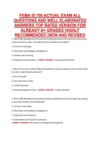 FEMA 700 ACTUAL EXAM ALL &NewLine;QUESTIONS AND WELL ELABORATED &NewLine;ANSWERS TOP RATED VERSION FOR &NewLine;ALREADY A&plus; GRADED HIGHLY &NewLine;RECOMMENDED &vert;NEW AND REVISED