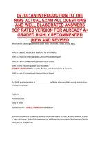 IS 700&colon; AN INTRODUCTION TO THE &NewLine;NIMS ACTUAL EXAM ALL QUESTIONS &NewLine;AND WELL ELABORATED ANSWERS &NewLine;TOP RATED VERSION FOR ALREADY A&plus; &NewLine;GRADED HIGHLY RECOMMENDED &NewLine;&vert;NEW AND REVISED 
