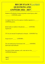 BIO 205 EXAM 3 &NewLine;QUESTIONS AND &NewLine;ANSWERS 2026 - 2027