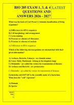 BIO 205 EXAM 1&comma; 3&comma; & 4 &NewLine;QUESTIONS AND &NewLine;ANSWERS 2026 - 2027
