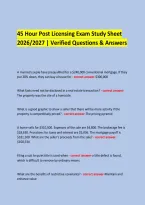 &NewLine;45 Hour Post Licensing Exam Study Sheet &NewLine;2026&sol;2027 &vert; Verified Questions & Answers &NewLine;