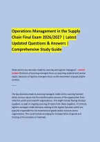  &NewLine;Operations Management in the Supply &NewLine;Chain Final Exam 2026&sol;2027 &vert; Latest &NewLine;Updated Questions & Answers &vert; Comprehensive Study Guide &NewLine;