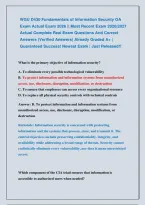 WGU D430 Fundamentals of Information Security OA &NewLine;Exam Actual Exam 2026 &vert;&vert; Most Recent Exam 2026&vert;2027 &NewLine;Actual Complete Real Exam Questions And Correct &NewLine;Answers &lpar;Verified Answers&rpar; Already Graded A&plus; &vert; &NewLine;Guaranteed Success&excl; Newest Exam &vert; Just Released&excl;&excl;