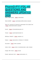 PharmD-PY1-FDL-All QUESTIONS AND ANSWERS UPDATED 202