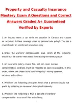 Property and Casualty Insurance Mastery Exam A &lpar;Latest 2026 &sol; 2027 Update&rpar; Questions & Correct Answers &lpar;100&percnt; Correct Verified Answers&rpar; Already Graded A&plus;