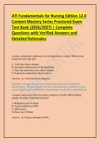 ATI Fundamentals for Nursing Edition 12&period;0 Content Mastery Series Proctored Exam Test Bank &lpar;2026&sol;2027&rpar; &vert; Complete Questions with Verified Answers and Detailed Rationales