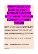 PMHNP EXAM STUDY &NewLine;GUIDE 2026&sol;2027 &mdash; &NewLine;ACCURATE QUESTIONS &NewLine;WITH CORRECT DETAILED &NewLine;SOLUTIONS &vert; NEWEST &NewLine;VERSION 