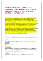 LORD OF THE FLIES EXAM 180 ACTUAL &NewLine;QUESTIONS AND CORRECT ANSWERS WITH &NewLine;RATIONALE LATEST UPDATE ALREADY &NewLine;GRADED A&plus; ASSURED PASS