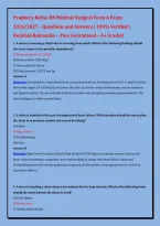 Prophecy Relias RN Medical-Surgical Form A Exam &NewLine;2026&sol;2027 &ndash; Questions and Answers &vert; 100&percnt; Verified &vert; &NewLine;Detailed Rationales &ndash; Pass Guaranteed &ndash; A&plus; Graded