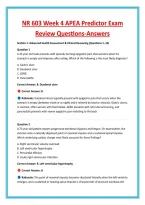 NR 603 Week 4 APEA Predictor Exam &NewLine;Review Questions-Answers