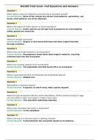 Bio100 Final Exam -Fall Questions and Answers