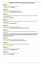BIO100 Lab Final Exam Questions and Answers