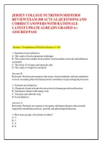 JERSEY COLLEGE NUTRITION MIDTERM &NewLine;REVIEW EXAM 300 ACTUAL QUESTIONS AND &NewLine;CORRECT ANSWERS WITH RATIONALE &NewLine;LATEST UPDATE ALREADY GRADED A&plus; &NewLine;ASSURED PASS