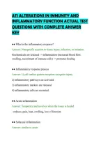 ATI ALTERATIONS IN IMMUNITY AND&NewLine;INFLAMMATORY FUNCTION ACTUAL TEST&NewLine;QUESTIONS WITH COMPLETE ANSWER&NewLine;KEY&NewLine;