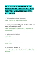 ATI ALTERATIONS IN IMMUNITY AND&NewLine;INFLAMMATORY FUNCTION TEST BANK&NewLine;QUESTIONS WITH VERIFIED ANSWERS&NewLine;FULL REVIEW