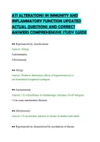 ATI ALTERATIONS IN IMMUNITY AND&NewLine;INFLAMMATORY FUNCTION UPDATED&NewLine;ACTUAL QUESTIONS AND CORRECT&NewLine;ANSWERS COMPREHENSIVE STUDY GUIDE