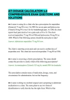 ATI DOSAGE CALCULATION 3&period;0&NewLine;COMPREHENSIVE EXAM QUESTIONS AND&NewLine;SOLUTIONS&NewLine;