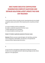ANCC NURSE EXECUTIVE CERTIFICATION &NewLine;EXAMINATION COMPLETE QUESTIONS AND &NewLine;DETAILED SOLUTIONS LATEST UPDATE THIS YEAR &NewLine;JUST RELEASED 