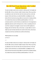 Bio 100 Final Exam Questions with Verified&NewLine;Correct Answers