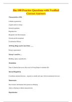 Bio 100 Practice Questions with Verified&NewLine;Correct Answers