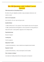 Bio 100 Questions with Verified Correct&NewLine;Answers