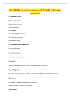 Bio 100 Review Questions with Verified Correct&NewLine;Answers