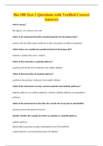 Bio 100 Test 1 Questions with Verified Correct&NewLine;Answers