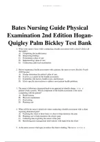 Bates Nursing Guide Physical&NewLine;Examination 2nd Edition Hogan Quigley Palm Bickley Test Bank