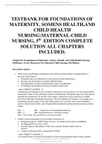 TESTBANK FOR FOUNDATIONS OF&NewLine;MATERNITY&comma; SOMENS HEALTH&comma;AND&NewLine;CHILD HEALTH&NewLine;NURSING&colon;MATERNAL-CHILD&NewLine;NURSING&comma; 5&NewLine;th EDITION