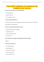 Cintas SSR Certification Test Questions with&NewLine;Verified Correct Answers