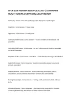 NFDN 2006 MIDTERM REVIEW 2026&sol;2027 &vert; COMMUNITY HEALTH NURSING STUDY GUIDE & EXAM REVIEW