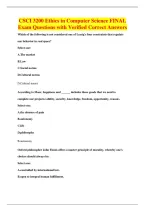 CSCI 3200 Ethics in Computer Science FINAL&NewLine;Exam Questions with Verified Correct Answers