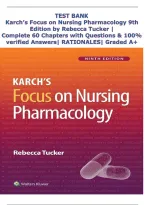Karch&rsquo;s Focus on Nursing Pharmacology 9th Edition Test Bank 2026&colon; Complete 60 Chapters Questions & Verified Answers with Rationales &ndash; Graded A&plus;