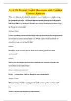NUR234 Mental Health Questions with Verified&NewLine;Correct Answers