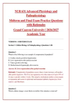 NUR 631 Advanced Physiology and Pathophysiology Midterm & Final Exam Practice Questions PDF &ndash; Grand Canyon University 2026&sol;2027 &vert; Verified Answers & Detailed Rationales &vert; Instant Download